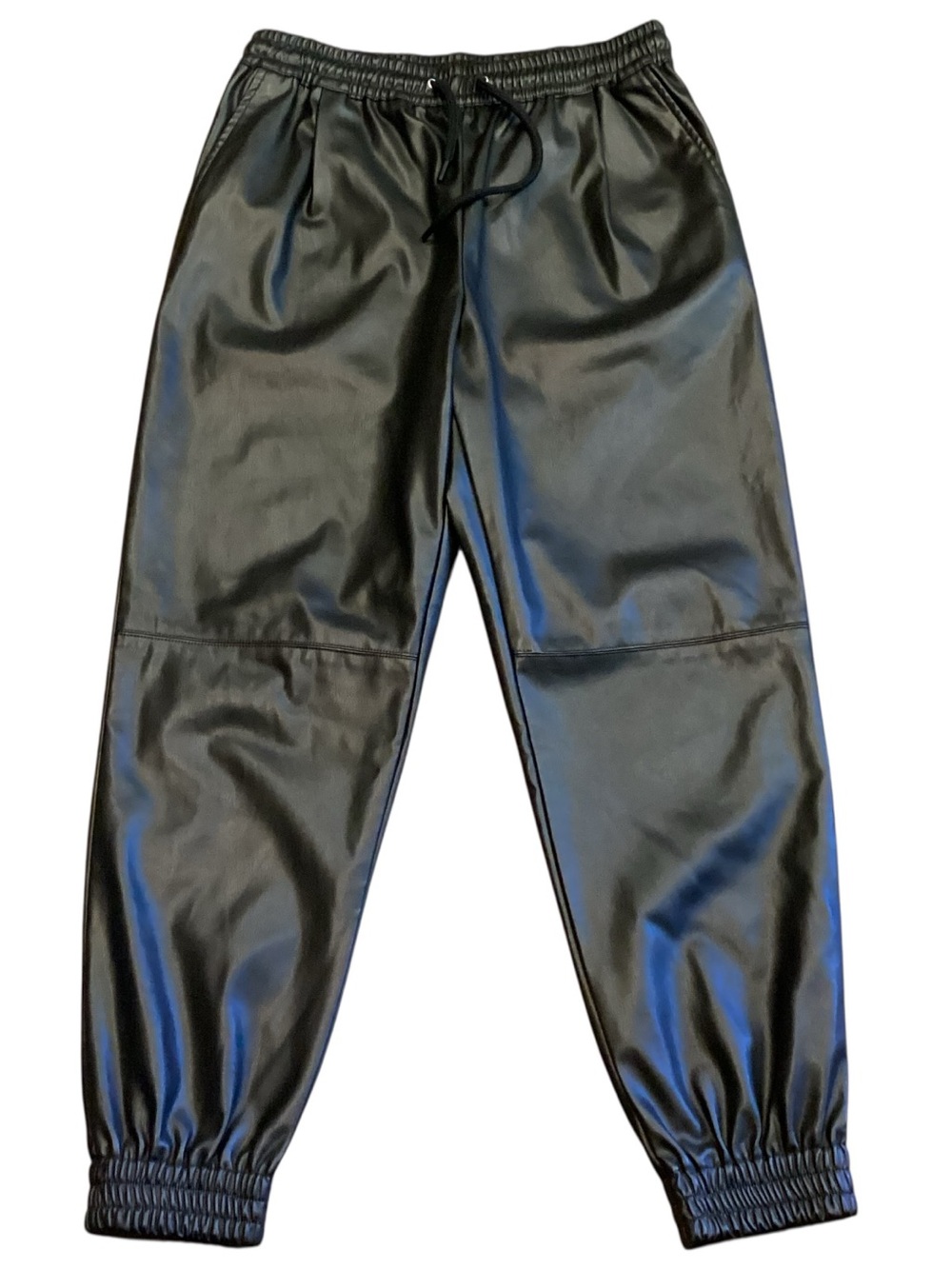 Zara Black Faux Leather Jogger Pants Small Vegan‎ Leather Streetwear